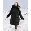 imageVenustas Womens Long Heated Jacket with Battery Insulated Heating Puffer Jacket Electric Heated Coat with Detachable HoodBlack