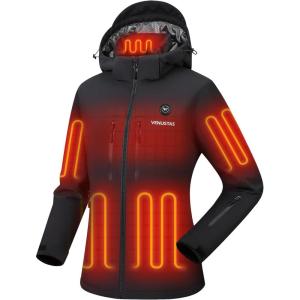 imageVenustas 12V Lightweight Heated Jacket for Women with Battery Versatile Softshell Heated Coat Slim Fit Heated ClothingBlack Upgrade