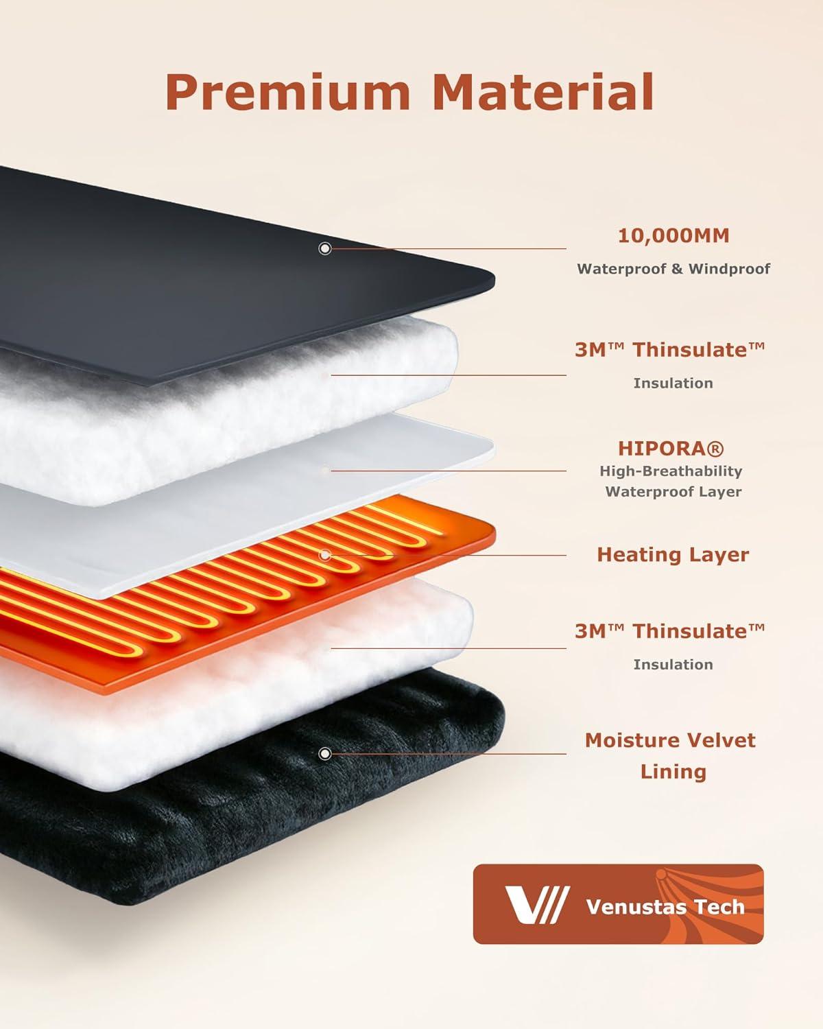 imageVenustas Heated Mittens for Men ampamp Women 14H Battery Gloves with Smart Temperature Control Waterproof Leather Ski GlovesBlack