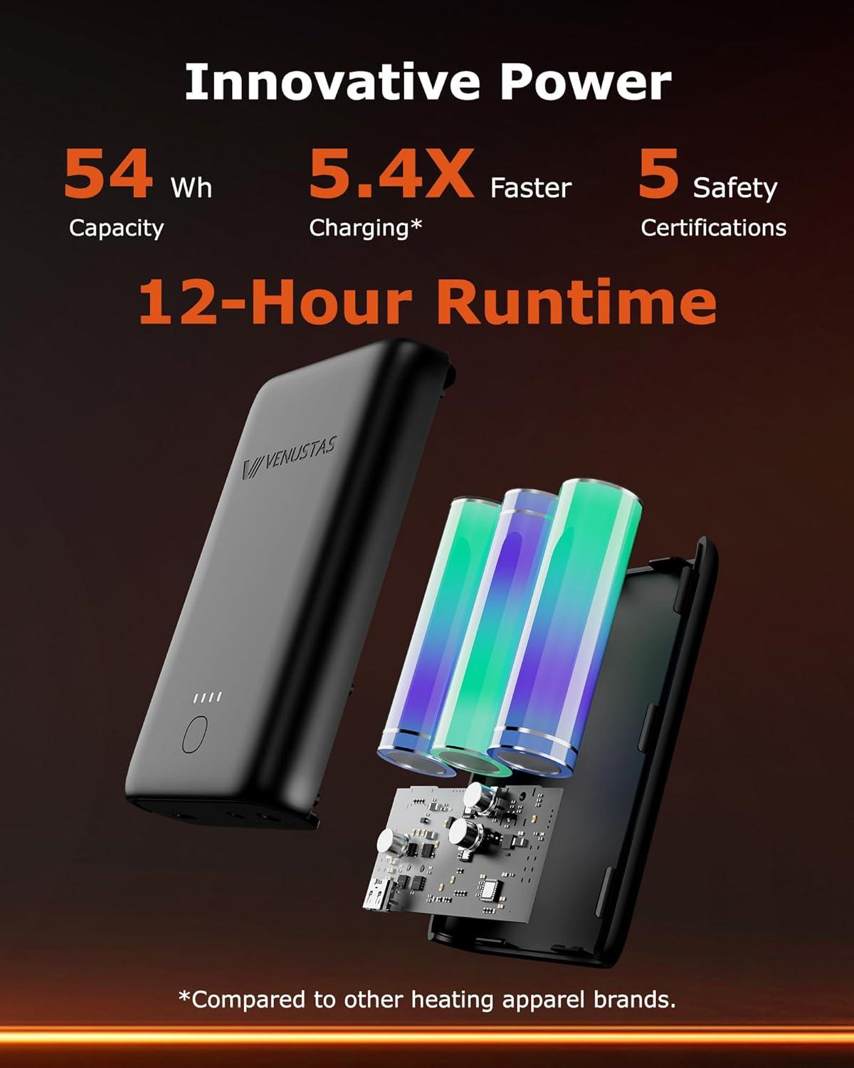 imageVenustas Women 12V DualControl Heated Vest with Battery Durable 40D Nylon Electric Vest for Winter Outdoor WorkBlack