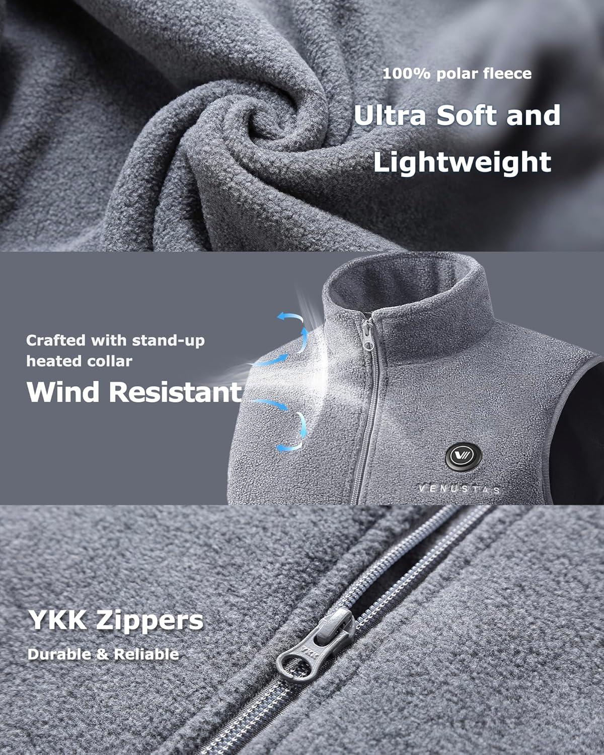imageVenustas Womens Fleece Heated Vest with Battery Up to 20 Hours Runtime Insulated Electric CoatGray