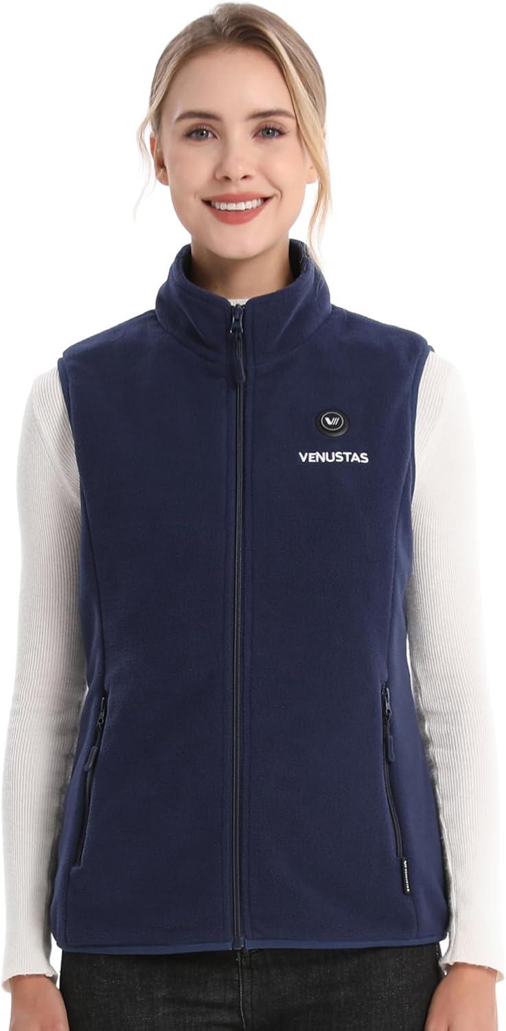 imageVenustas Womens Fleece Heated Vest with Battery Up to 20 Hours Runtime Insulated Electric CoatNavy