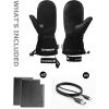 imageVenustas Heated Mittens for Men ampamp Women 14H Battery Gloves with Smart Temperature Control Waterproof Leather Ski GlovesBlack