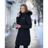 imageVenustas Womens Long Down Coat with Detachable Hood WaterRepellent Winter Puffer Parka JacketBlack