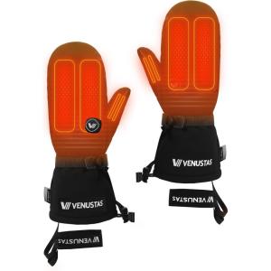 imageVenustas Heated Mittens for Men ampamp Women 14H Battery Gloves with Smart Temperature Control Waterproof Leather Ski GlovesBlack