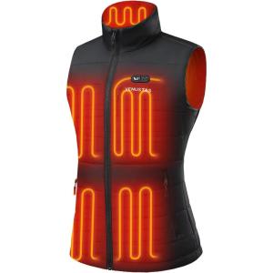 imageVenustas Women 12V DualControl Heated Vest with Battery Durable 40D Nylon Electric Vest for Winter Outdoor WorkBlack