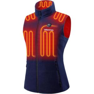 imageVenustas Womens Fleece Heated Vest with Battery Up to 20 Hours Runtime Insulated Electric CoatNavy