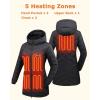 imageVenustas Womens Long Heated Jacket with Battery Pack 100 Recycled Quilted Electric Puffer Winter Coat with HoodBlack