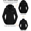 imageVenustas Womens 3in1 Heated Jacket with Battery Waterproof Skiing Jacket with HoodBlack