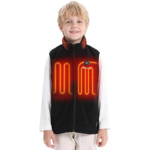 imageVenustas Boys Heated Fleece Vest with Battery Pack Warmer Youth Electric Heating Vest for KidsBlack
