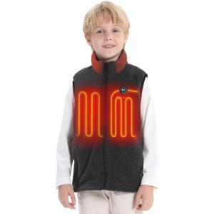 imageVenustas Boys Heated Fleece Vest with Battery Pack Warmer Youth Electric Heating Vest for KidsCharcoal Heather