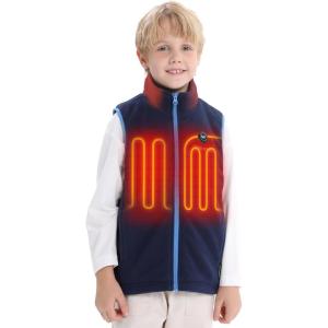imageVenustas Boys Heated Fleece Vest with Battery Pack Warmer Youth Electric Heating Vest for KidsNavy Blue