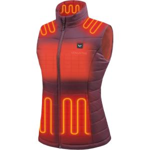 imageVenustas Womens Heated Vest with Battery Up to 20HRS of Warmth Winter Quilted Vest for OutdoorBurgundy
