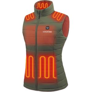 imageVenustas Womens Heated Vest with Battery Up to 20HRS of Warmth Winter Quilted Vest for OutdoorMoss