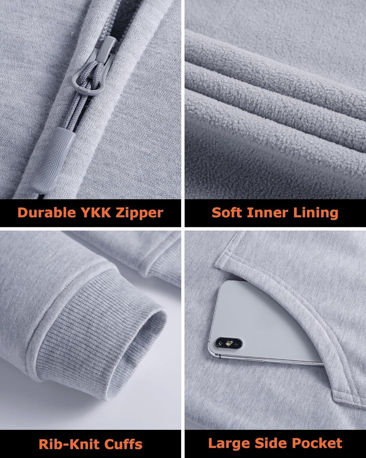 imageVenustas Unisex Heated Hoodie with Battery FullZip Heated Jacket for Women and MenGrey