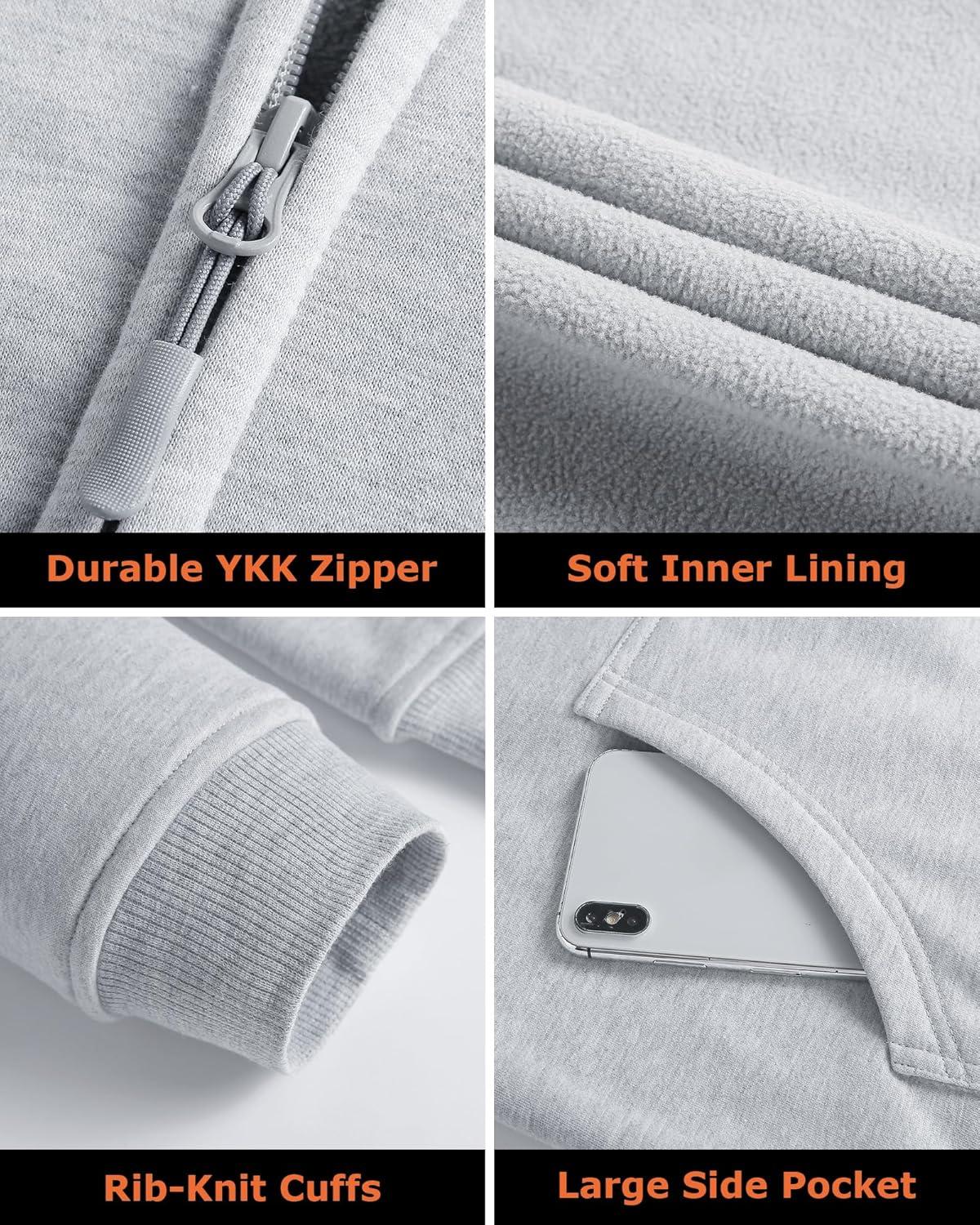 imageVenustas Unisex Heated Hoodie with Battery FullZip Heated Jacket for Women and MenLight Gray