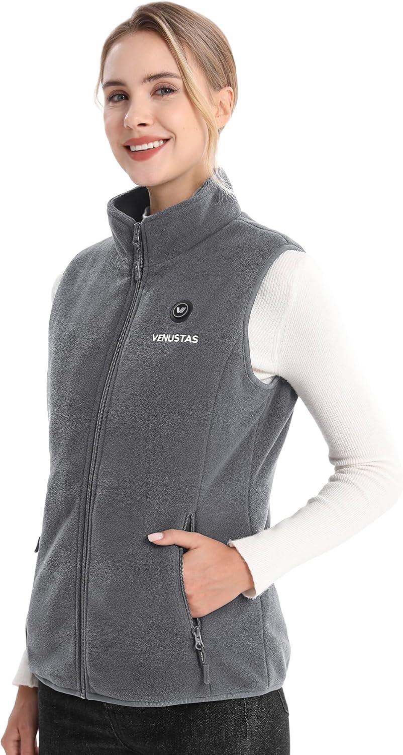 imageVenustas Womens Fleece Heated Vest with Battery Lightweight Electric Heated CoatGray