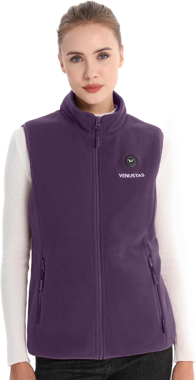 imageVenustas Womens Fleece Heated Vest with Battery Lightweight Electric Heated CoatPurple
