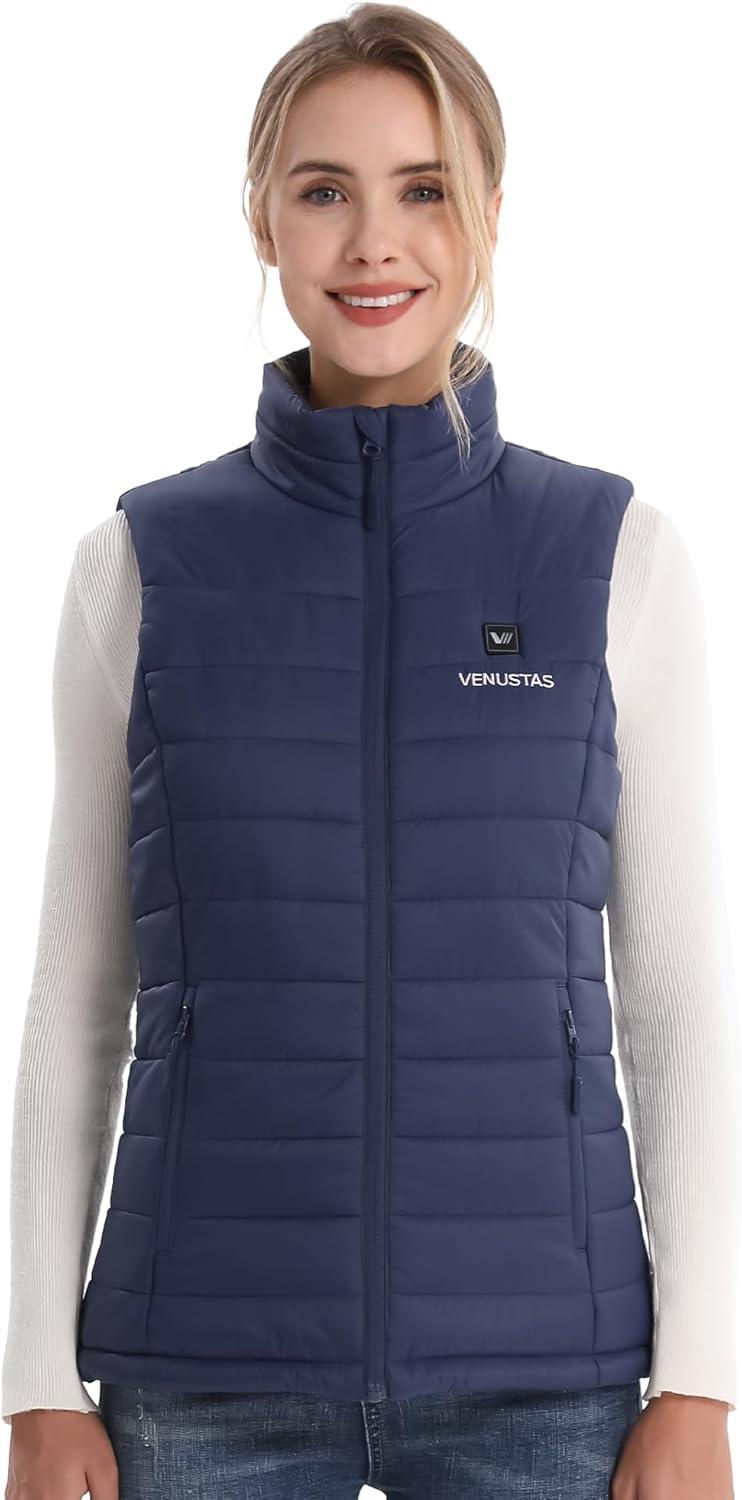 imageVenustas Womens Heated Vest with Battery Lightweight Quilted Vest for WomenNavy