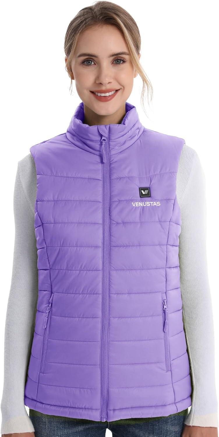 imageVenustas Womens Heated Vest with Battery Lightweight Quilted Vest for WomenPurple