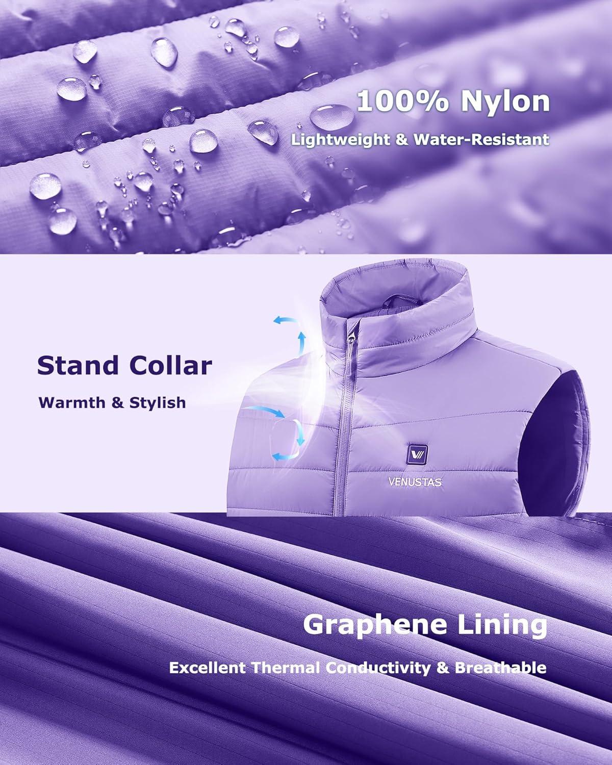 imageVenustas Womens Heated Vest with Battery Lightweight Quilted Vest for WomenPurple