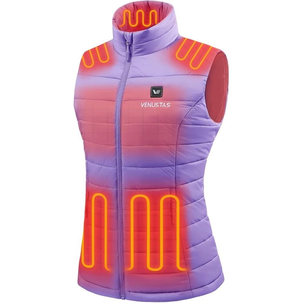 imageVenustas Womens Heated Vest with Battery Lightweight Quilted Vest for WomenPurple