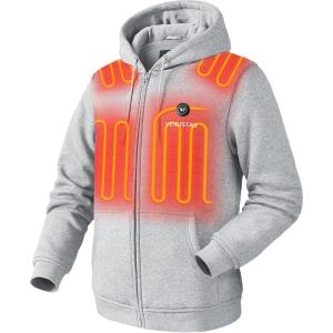 imageVenustas Unisex Heated Hoodie with Battery FullZip Heated Jacket for Women and MenLight Gray