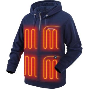 imageVenustas Unisex Heated Hoodie with Battery QuarterZip Pullover Sweatshirt with 6 Heating Zones for Men ampamp WomenNavy