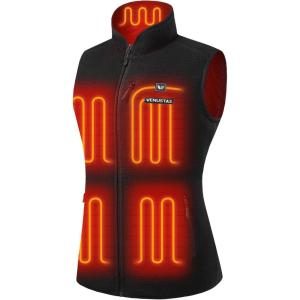 imageVenustas Womens Recycled Sherpa Heated Vest with Battery HighPile Fleece Sherpa Vest For Winter OutdoorBlack