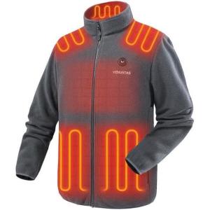 imageVenustas Mens Fleece Heated Jacket with Battery Pack Soft Lightweight Heated Coat for OutdoorGrey
