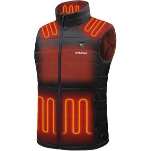 imageVenustas Mens Heated Vest with Battery Up to 20 Hours of Warmth Winter Quilted Vest for OutdoorBlack