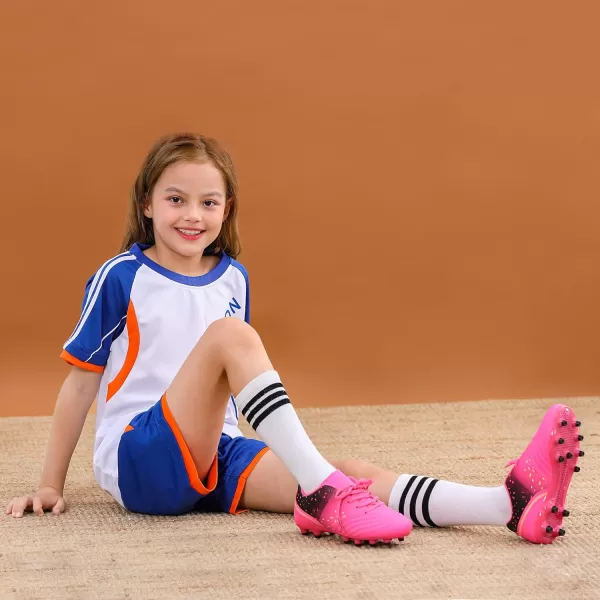 firelli Kids Athletic Soccer Cleats Boys Girls Lace-up Outdoor Football Shoes