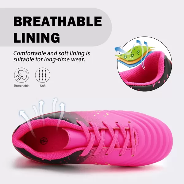 firelli Kids Athletic Soccer Cleats Boys Girls Lace-up Outdoor Football Shoes
