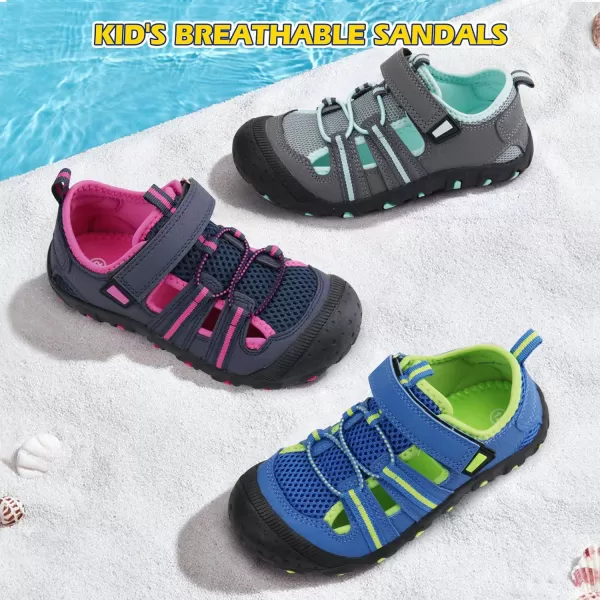 firelli Kids Closed Toe Water Sandals Boys Girls Outdoor Athletic Strap Breathable Summer Sport Sandal