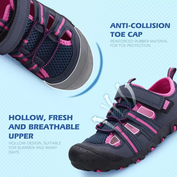 firelli Kids Closed Toe Water Sandals Boys Girls Outdoor Athletic Strap Breathable Summer Sport Sandal