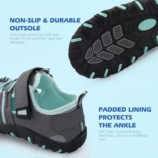 firelli Kids Closed Toe Water Sandals Boys Girls Outdoor Athletic Strap Breathable Summer Sport Sandal