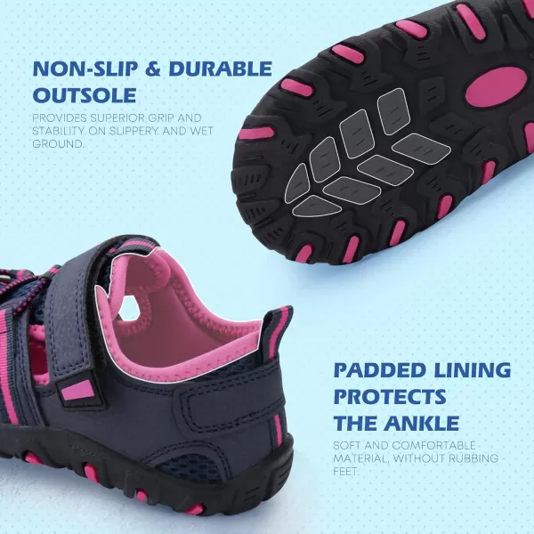 firelli Kids Closed Toe Water Sandals Boys Girls Outdoor Athletic Strap Breathable Summer Sport Sandal