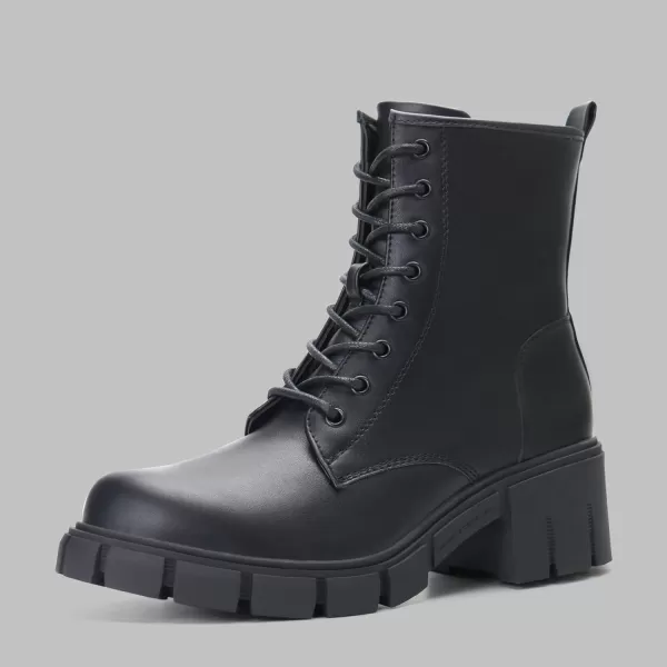 firelli Women Combat Boots Lace Up Ankle Calf Chunky Heel Booties