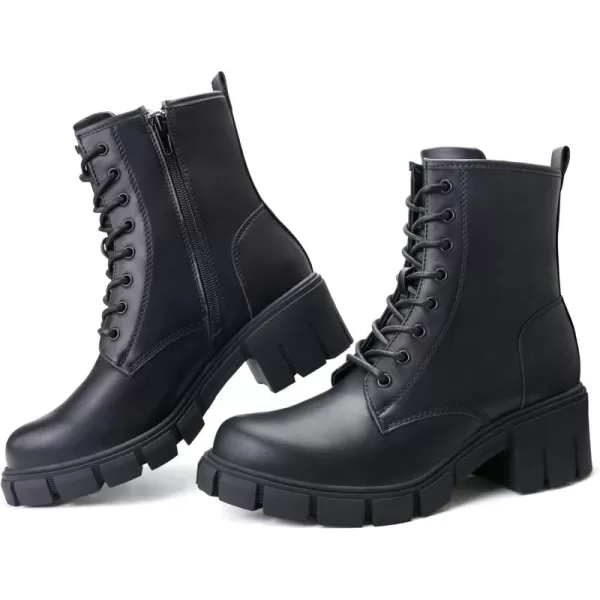 firelli Women Combat Boots Lace Up Ankle Calf Chunky Heel Booties