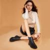 imagefirelli Women Ankle Booties Chelsea Combat Boots Slip On Winter BootiesBlack