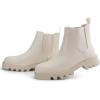 imagefirelli Women Ankle Booties Chelsea Combat Boots Slip On Winter BootiesIvory