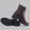 imagefirelli Women Combat Boots Lace Up Ankle Calf Chunky Heel BootiesBrown