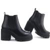 imagefirelli Women Fashion Chelsea Boots Platform Boots Classic Ankle BootiesBlack