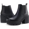 imagefirelli Women Fashion Chelsea Boots Platform Boots Classic Ankle BootiesBlack