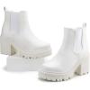 imagefirelli Women Fashion Chelsea Boots Platform Boots Classic Ankle BootiesWhite