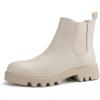 imagefirelli Women Ankle Booties Chelsea Combat Boots Slip On Winter BootiesIvory