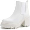 imagefirelli Women Fashion Chelsea Boots Platform Boots Classic Ankle BootiesWhite