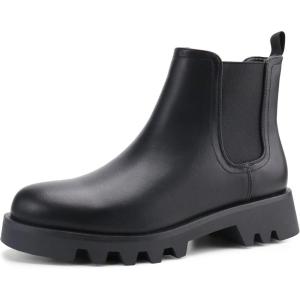 imagefirelli Women Ankle Booties Chelsea Combat Boots Slip On Winter BootiesBlack