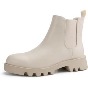 imagefirelli Women Ankle Booties Chelsea Combat Boots Slip On Winter BootiesIvory
