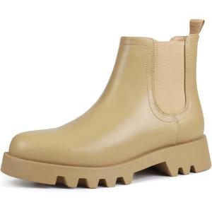 imagefirelli Women Ankle Booties Chelsea Combat Boots Slip On Winter BootiesTan
